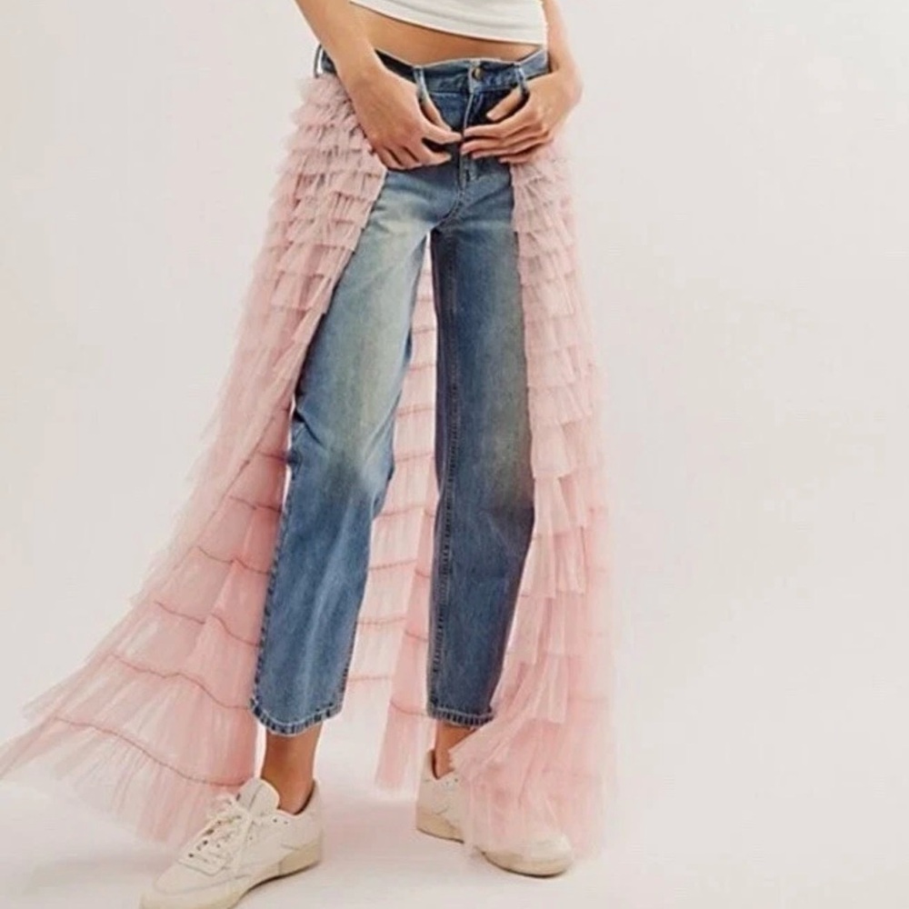 Free People Pink Tulle Pirouette Jeans